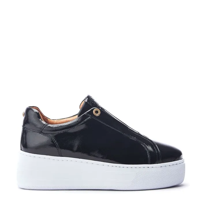 Black Trainers Women Moda In Pelle Aneeba Black Patent Leather