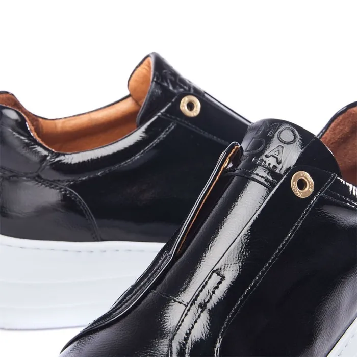 Black Trainers Women Moda In Pelle Aneeba Black Patent Leather