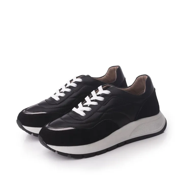 Black Trainers Women Moda In Pelle Shoon Sh Adaggio Black Leather