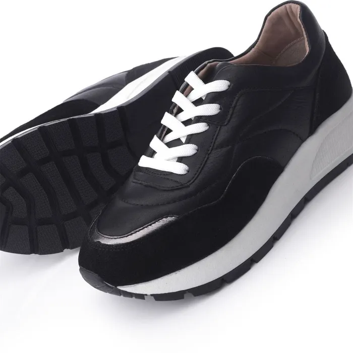 Black Trainers Women Moda In Pelle Shoon Sh Adaggio Black Leather