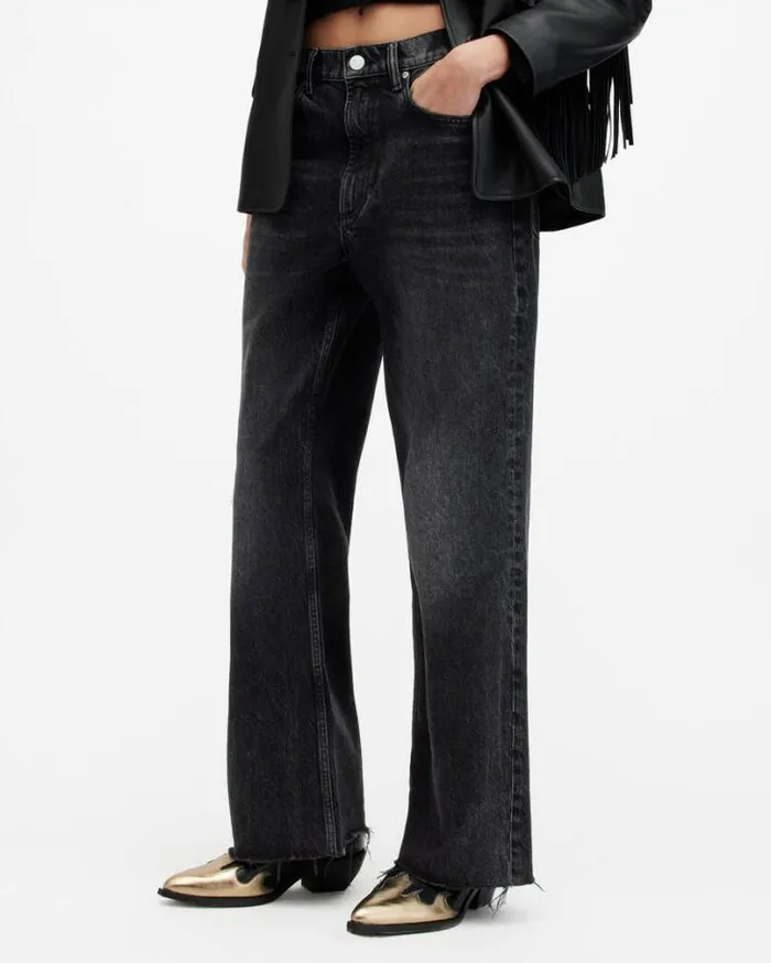 Blake Low Slung Wide Leg Denim Jeans Washed Black Women AllSaints Pants and Leggings Blake Low Slung Wide Leg Denim Jeans Washed Black Women AllSaints Pants and Leggings