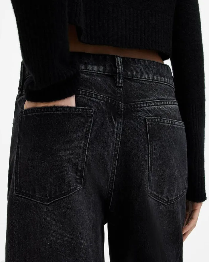 Blake Low Slung Wide Leg Denim Jeans Washed Black Women AllSaints Pants and Leggings Blake Low Slung Wide Leg Denim Jeans Washed Black Women AllSaints Pants and Leggings