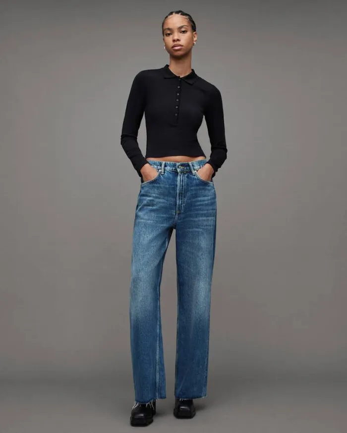 Blake Low Slung Wide Leg Jeans Dark Indigo Women AllSaints Jeans