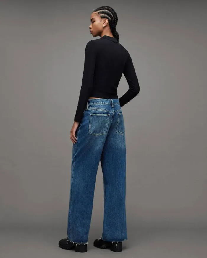 Blake Low Slung Wide Leg Jeans Dark Indigo Women AllSaints Jeans