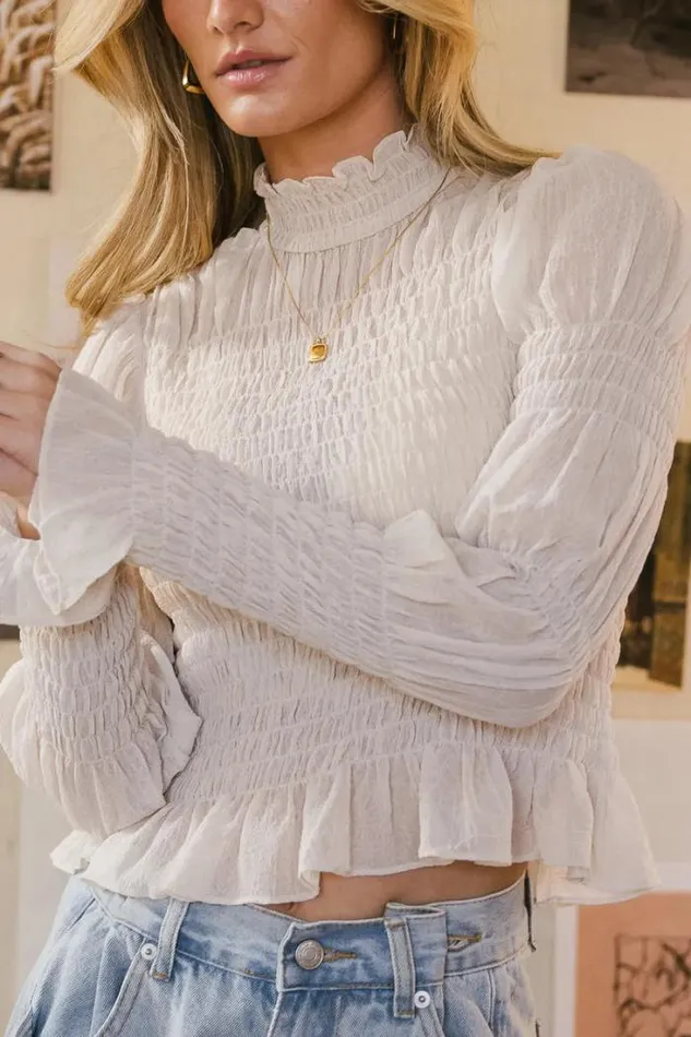 Bohme Blouses Evie Smocked Blouse In Beige Beige 8211 Women Bohme Blouses Evie Smocked Blouse In Beige Beige 8211 Women