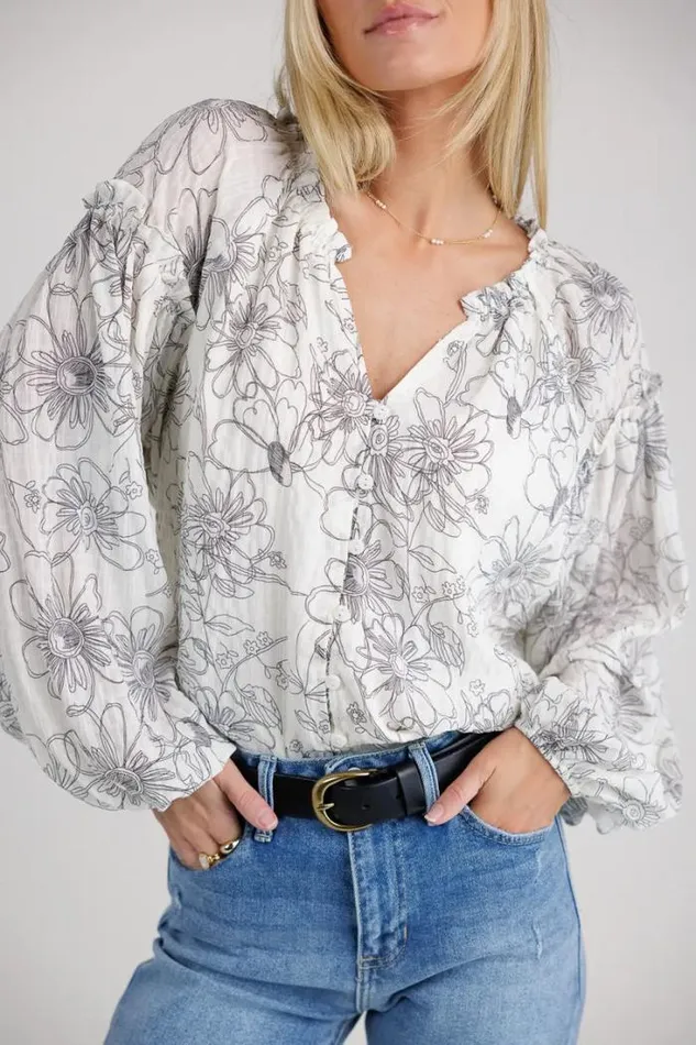 Bohme Blouses Natalie Floral Blouse Ivory 8211 Women