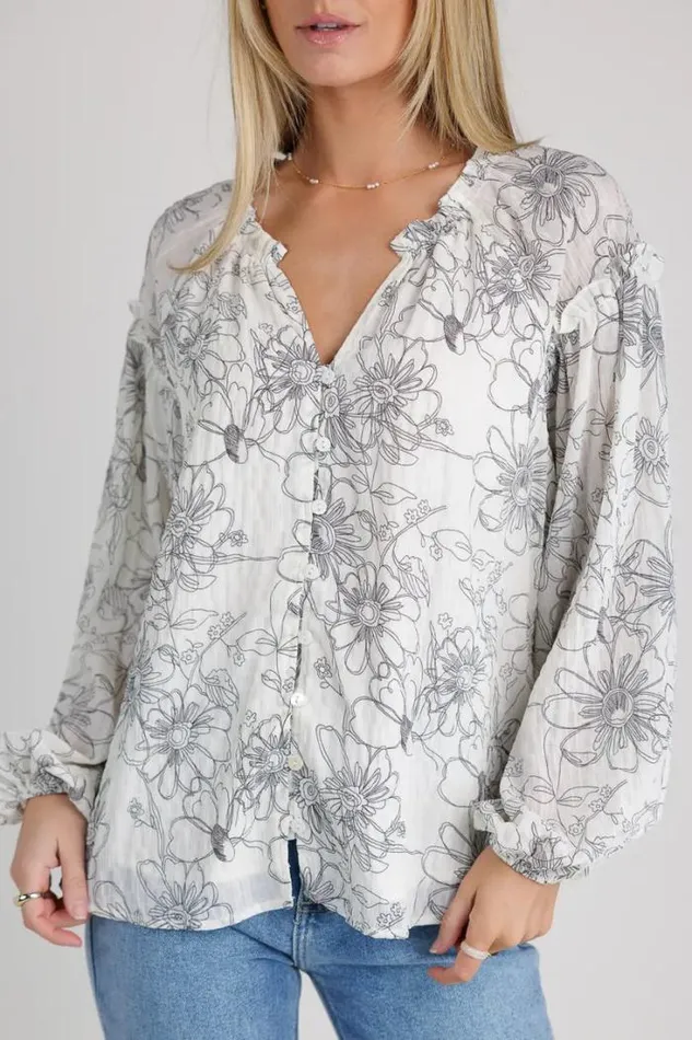 Bohme Blouses Natalie Floral Blouse Ivory 8211 Women