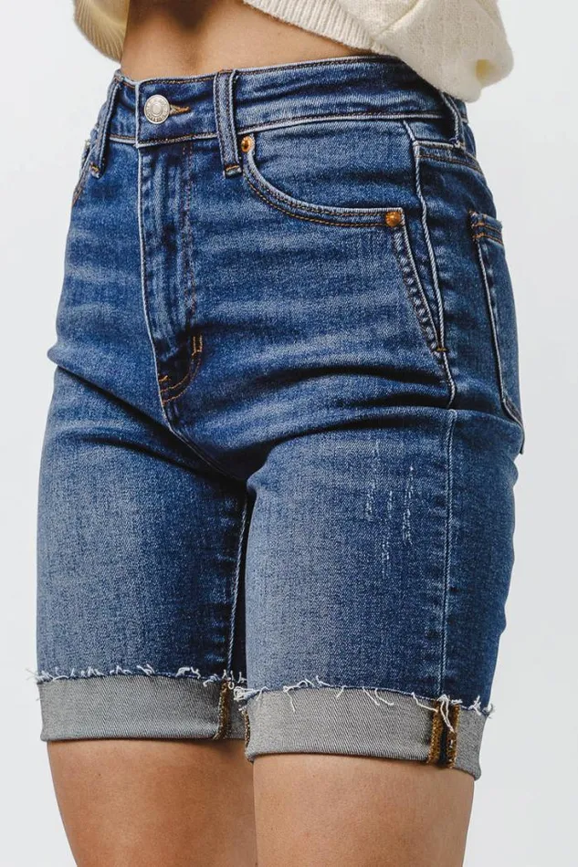 Bohme Denim Shorts Rowen Mid Thigh Shorts Dark Wash 8211 Women Bohme Denim Shorts Rowen Mid Thigh Shorts Dark Wash 8211 Women