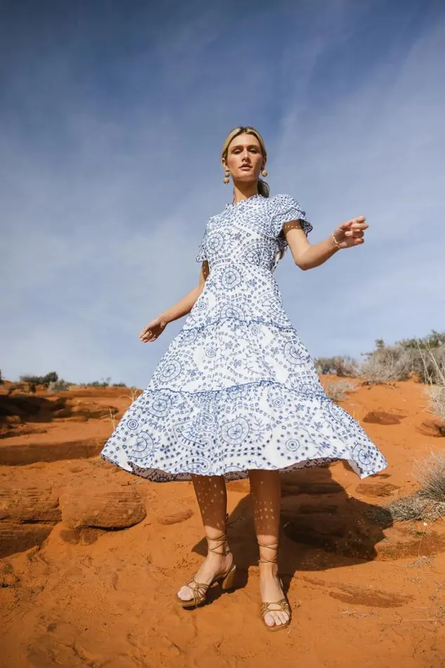 Bohme Dresses Alena Eyelet Lace Dress Blue 8211 Women