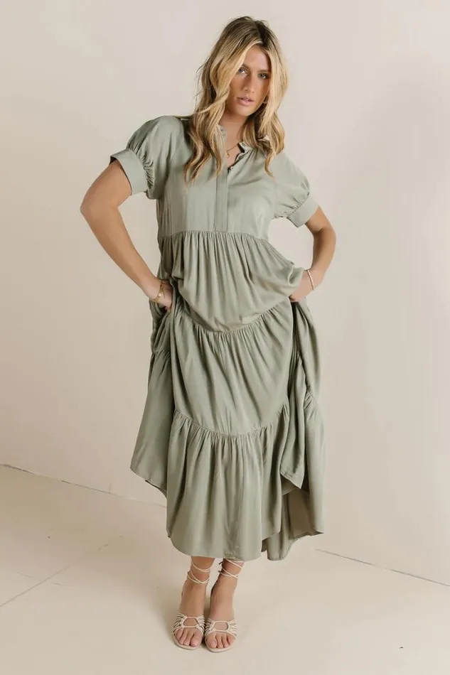 Bohme Dresses Amanda Tiered Dress In Sage Sage 8211 Women