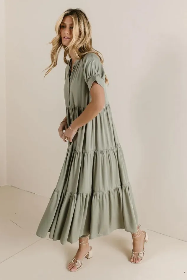 Bohme Dresses Amanda Tiered Dress In Sage Sage 8211 Women