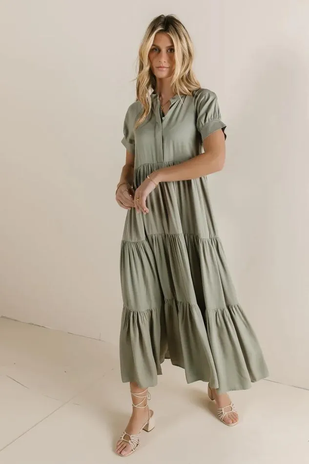 Bohme Dresses Amanda Tiered Dress In Sage Sage 8211 Women