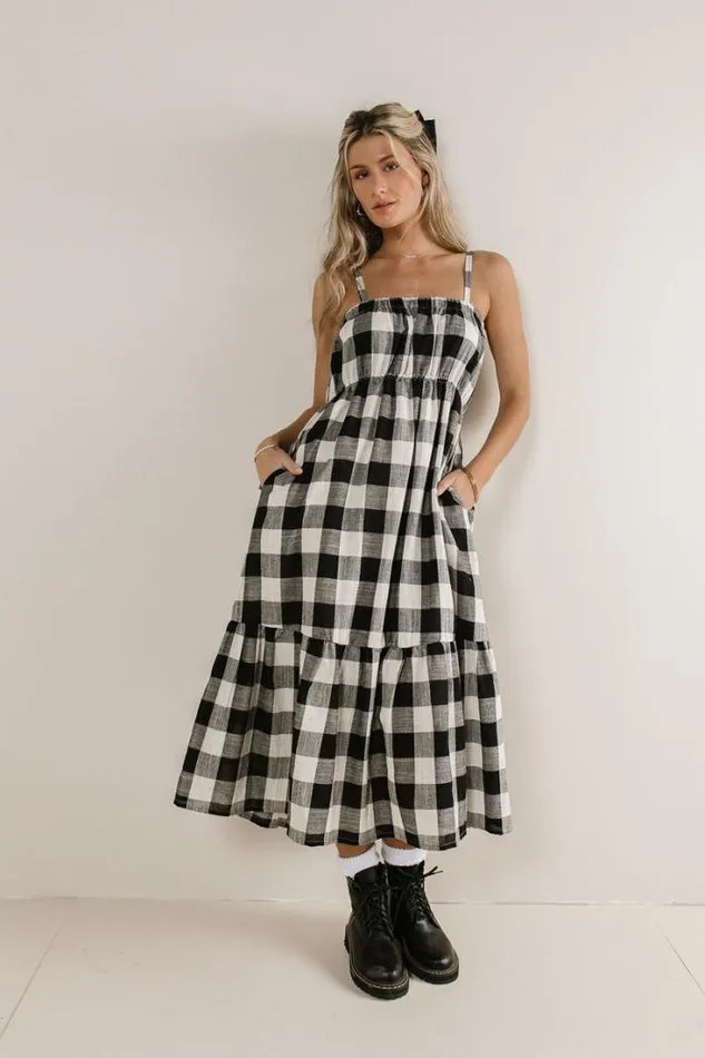Bohme Dresses Anastasia Plaid Midi Dress Black 8211 Women Bohme Dresses Anastasia Plaid Midi Dress Black 8211 Women