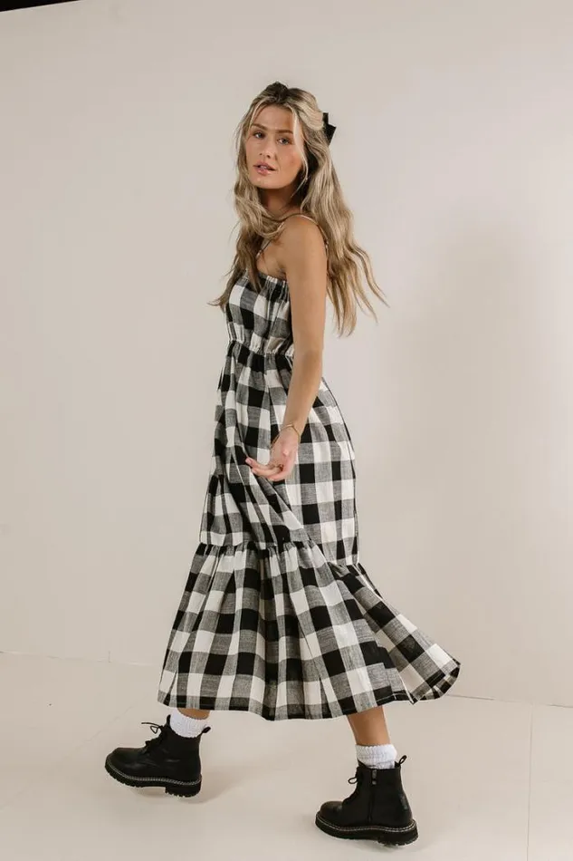 Bohme Dresses Anastasia Plaid Midi Dress Black 8211 Women Bohme Dresses Anastasia Plaid Midi Dress Black 8211 Women