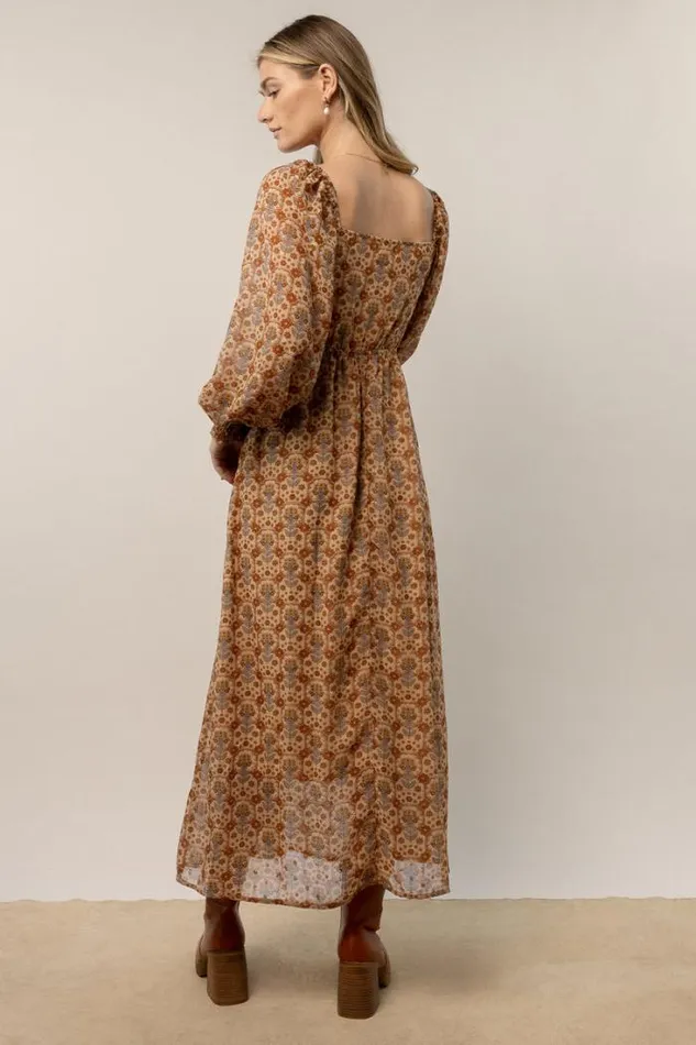 Bohme Dresses Averie Floral Midi Dress In Camel Camel 8211 Women Bohme Dresses Averie Floral Midi Dress In Camel Camel 8211 Women