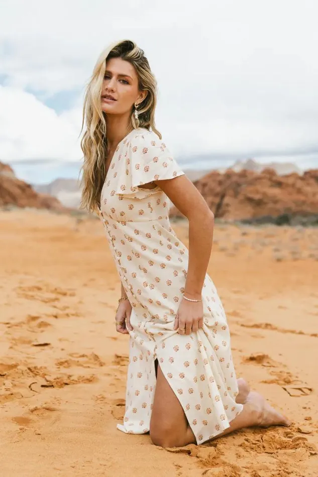 Bohme Dresses Delphi Floral Midi Dress Ivory 8211 Women Bohme Dresses Delphi Floral Midi Dress Ivory 8211 Women