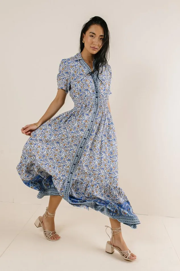 Bohme Dresses Floral Collared Button Up Dress In Indigo Indigo 8211 Women Bohme Dresses Floral Collared Button Up Dress In Indigo Indigo 8211 Women