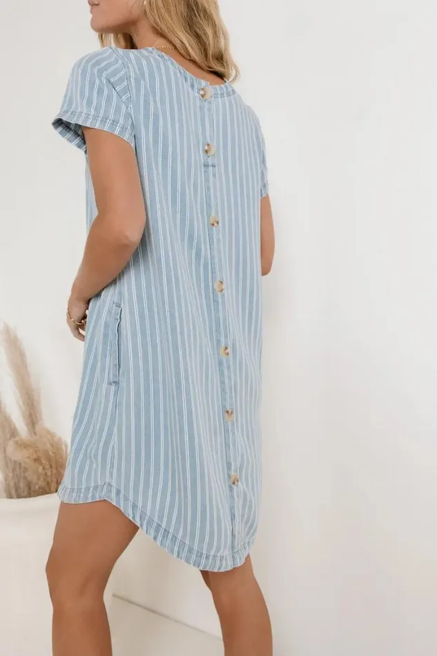 Bohme Dresses Ivy Striped Mini Dress Denim 8211 Women