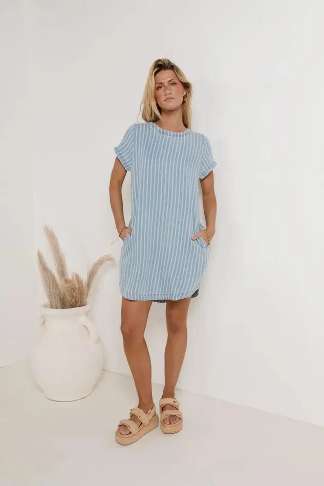 Bohme Dresses Ivy Striped Mini Dress Denim 8211 Women Bohme Dresses Ivy Striped Mini Dress Denim 8211 Women