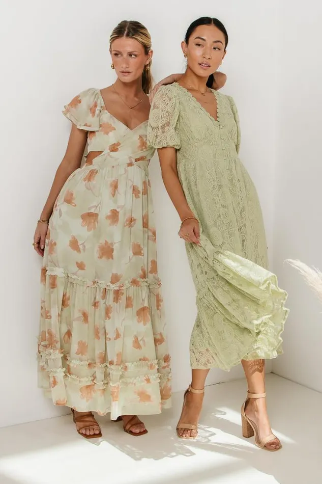 Bohme Dresses Kadee Floral Cut Out Dress Sage 8211 Women