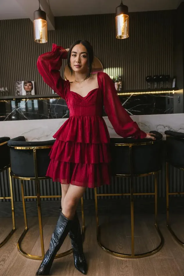 Bohme Dresses Kristina Tiered Shimmer Dress Burgundy 8211 Women Bohme Dresses Kristina Tiered Shimmer Dress Burgundy 8211 Women