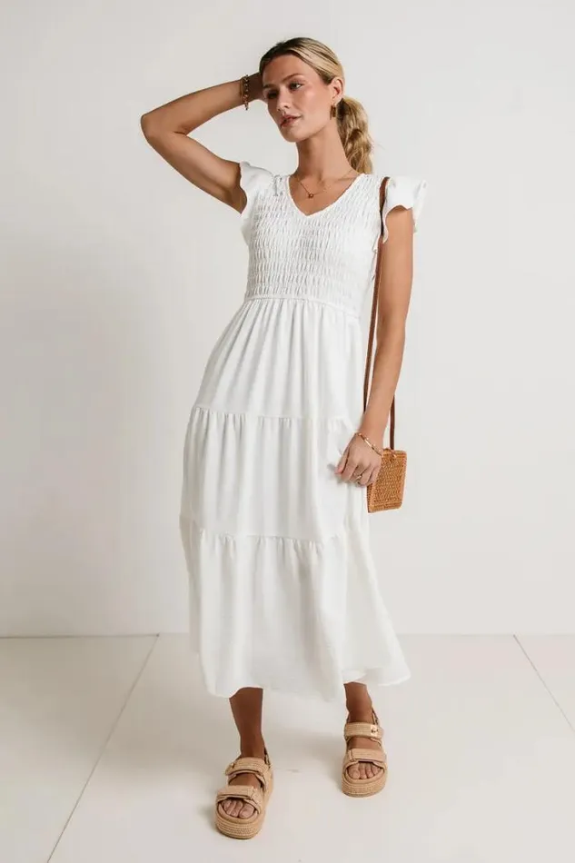 Bohme Dresses Rain Smocked Midi Dress In White White 8211 Women