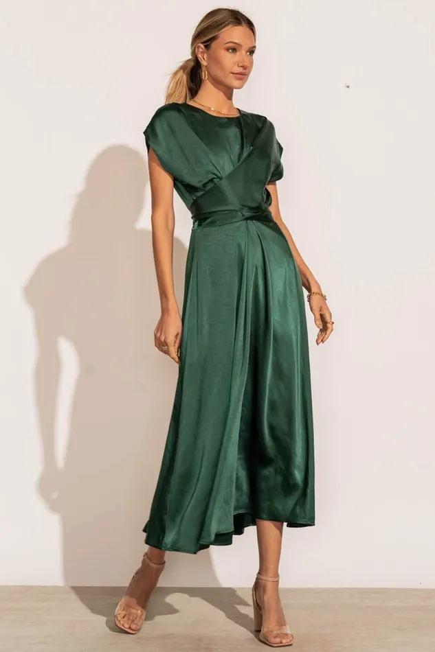 Bohme Dresses Rosalind Midi Dress In Emerald Emerald 8211 Women