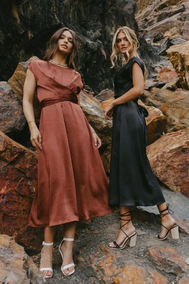 Bohme Dresses Rosalind Midi Dress In Rust Rust 8211 Women