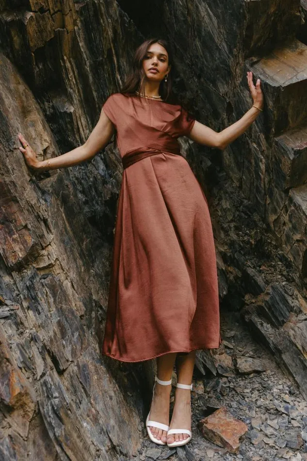 Bohme Dresses Rosalind Midi Dress In Rust Rust 8211 Women Bohme Dresses Rosalind Midi Dress In Rust Rust 8211 Women