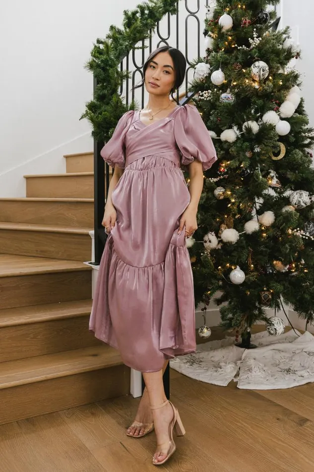 Bohme Dresses Samara Puff Sleeve Dress In Mauve Mauve 8211 Women Bohme Dresses Samara Puff Sleeve Dress In Mauve Mauve 8211 Women