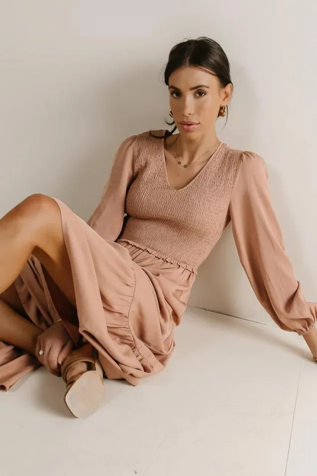 Bohme Dresses Smocked Tiered Midi Dress In Pink Pink 8211 Women