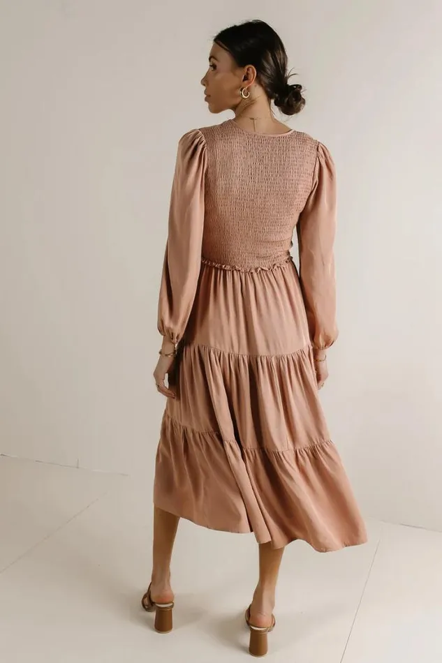 Bohme Dresses Smocked Tiered Midi Dress In Pink Pink 8211 Women