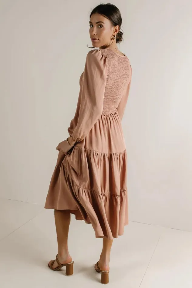 Bohme Dresses Smocked Tiered Midi Dress In Pink Pink 8211 Women