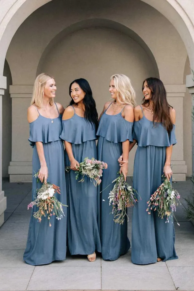 Bohme Dresses Toni Off The Shoulder Maxi Dress In Slate Blue 8211 FINAL SALE Slate Blue 8211 Women
