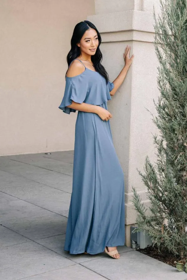 Bohme Dresses Toni Off The Shoulder Maxi Dress In Slate Blue 8211 FINAL SALE Slate Blue 8211 Women