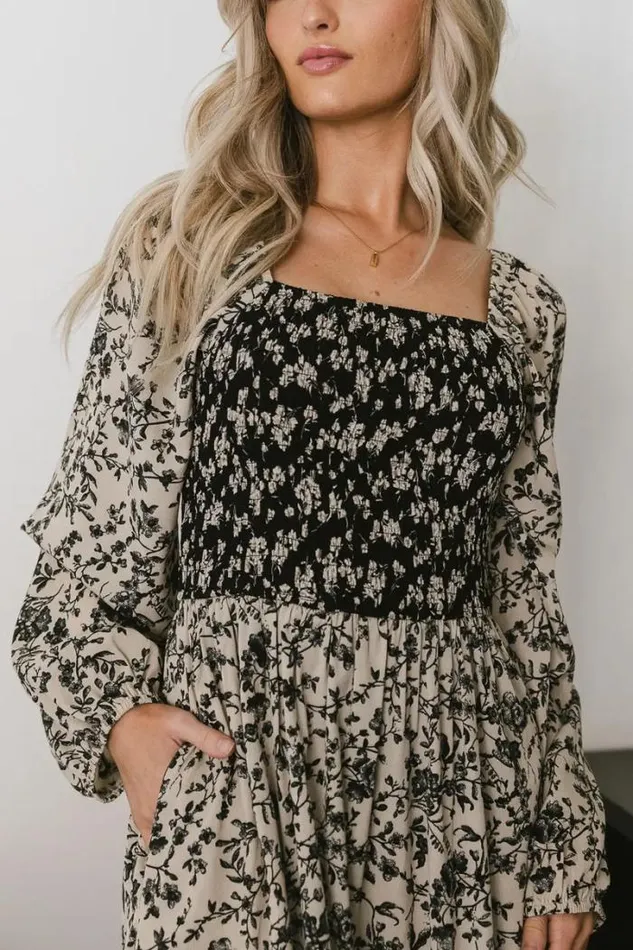 Bohme Dresses Vanessa Smocked Floral Dress Black 8211 Women