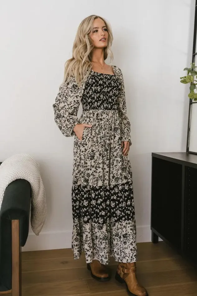Bohme Dresses Vanessa Smocked Floral Dress Black 8211 Women Bohme Dresses Vanessa Smocked Floral Dress Black 8211 Women