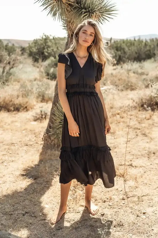 Bohme Dresses Willa Ruffle Dress In Black Black 8211 Women