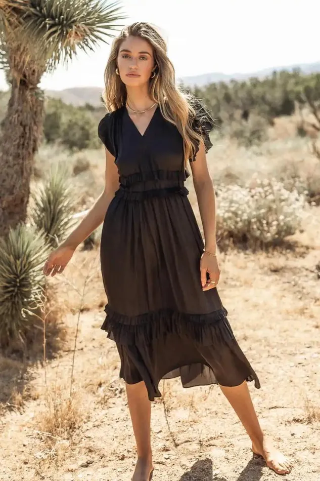 Bohme Dresses Willa Ruffle Dress In Black Black 8211 Women Bohme Dresses Willa Ruffle Dress In Black Black 8211 Women