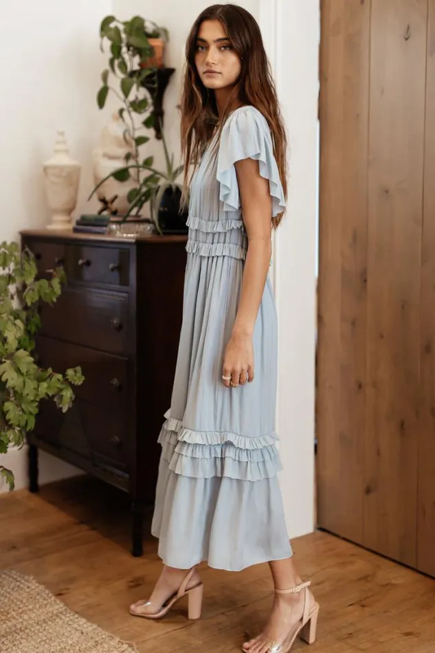 Bohme Dresses Willa Ruffle Dress In Light Blue Light Blue 8211 Women Bohme Dresses Willa Ruffle Dress In Light Blue Light Blue 8211 Women