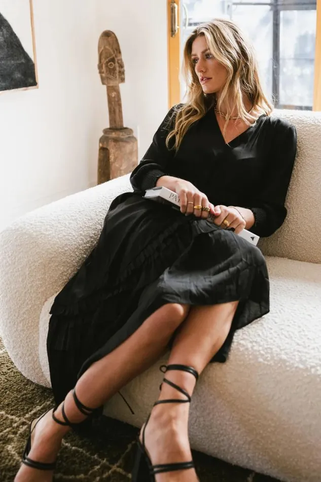 Bohme Dresses Willa Sleeved Ruffle Dress In Black Black 8211 Women Bohme Dresses Willa Sleeved Ruffle Dress In Black Black 8211 Women