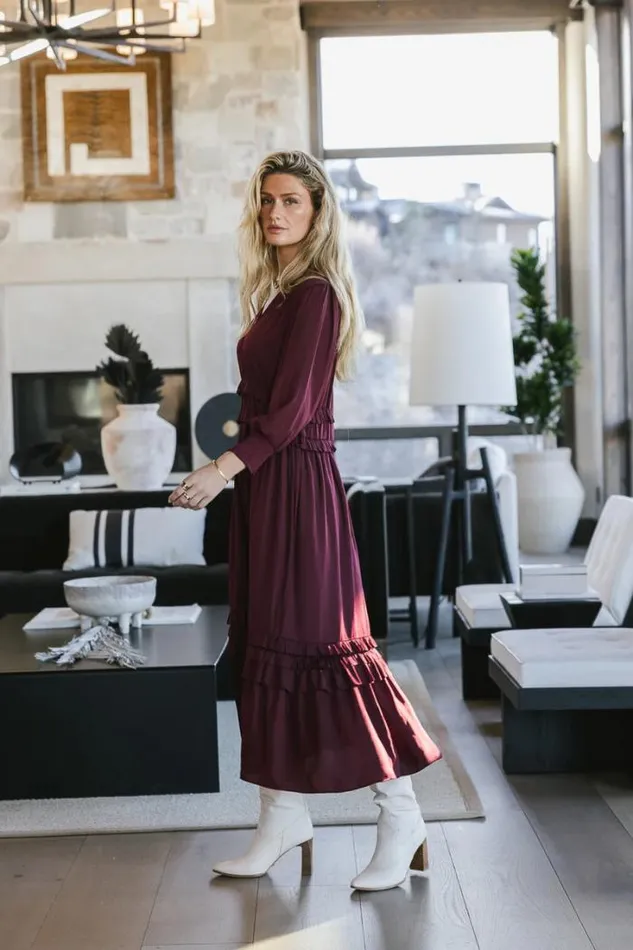 Bohme Dresses Willa Sleeved Ruffle Dress In Burgundy Burgundy 8211 Women Bohme Dresses Willa Sleeved Ruffle Dress In Burgundy Burgundy 8211 Women