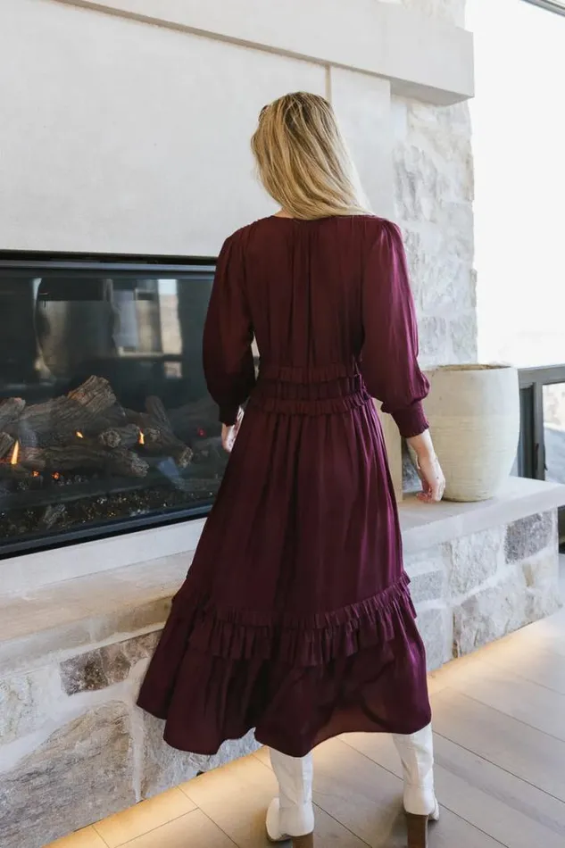 Bohme Dresses Willa Sleeved Ruffle Dress In Burgundy Burgundy 8211 Women Bohme Dresses Willa Sleeved Ruffle Dress In Burgundy Burgundy 8211 Women