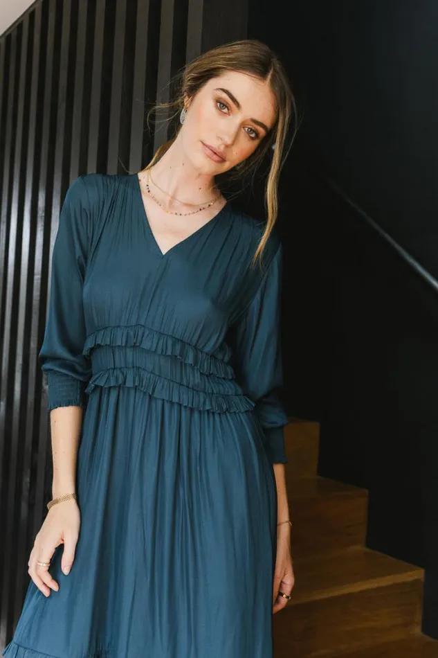 Bohme Dresses Willa Sleeved Ruffle Dress In Teal Teal 8211 Women Bohme Dresses Willa Sleeved Ruffle Dress In Teal Teal 8211 Women