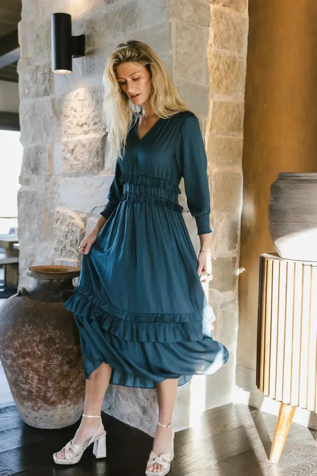 Bohme Dresses Willa Sleeved Ruffle Dress In Teal Teal 8211 Women Bohme Dresses Willa Sleeved Ruffle Dress In Teal Teal 8211 Women