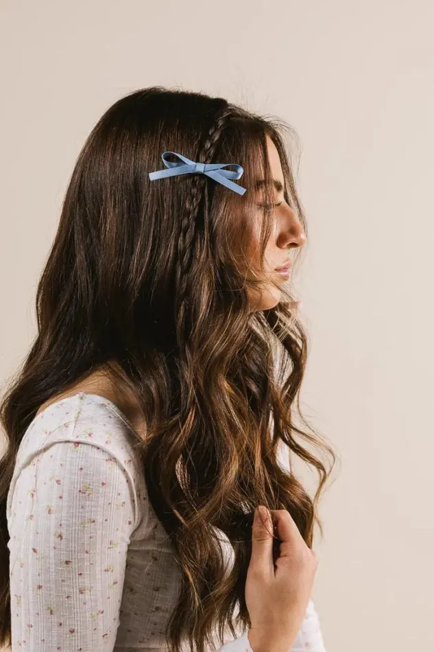 Bohme Hair Accessories Bow Hair Clip Set In Blue Blue 8211 Women