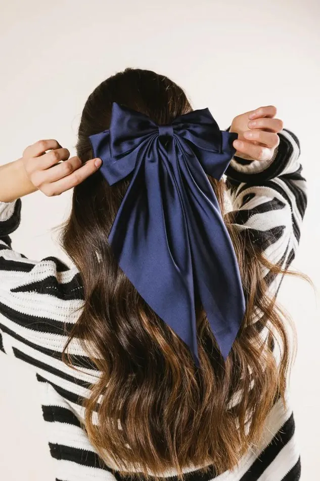Bohme Hair Accessories Oversized Bow Hair Clip In Navy Navy 8211 Women