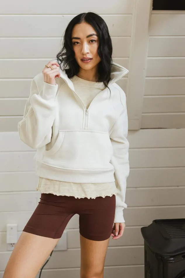 Bohme Loungewear Alyssa Half Zip In Bone Bone 8211 Women