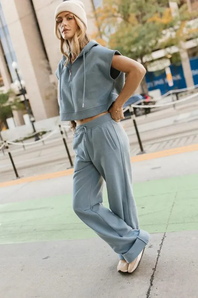 Bohme Loungewear Amy Cropped Sleeveless Hoodie In Blue Blue 8211 Women Bohme Loungewear Amy Cropped Sleeveless Hoodie In Blue Blue 8211 Women