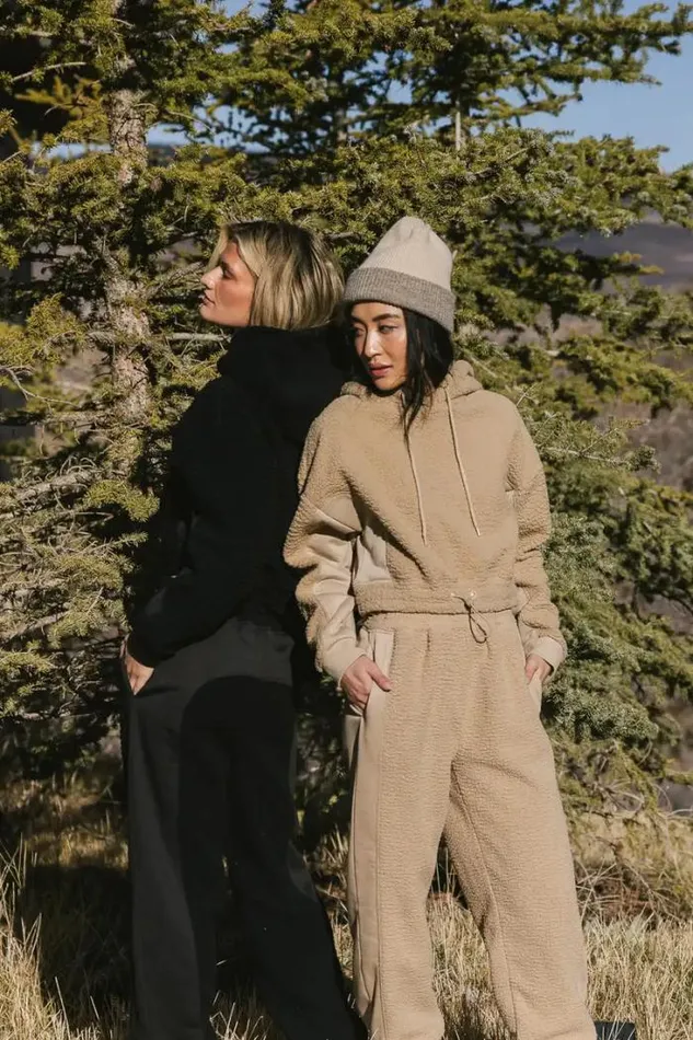 Bohme Loungewear Callie Sherpa Hoodie In Camel Camel 8211 Women